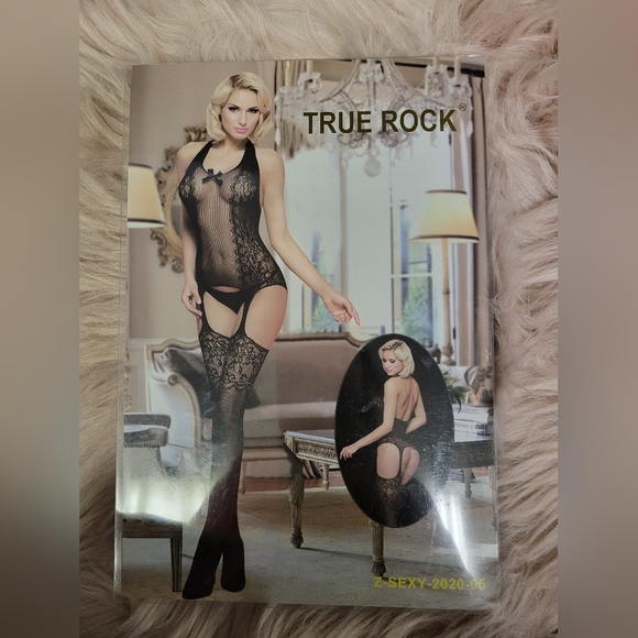SEXY LINGERIE BLACK FISHNET & LACE BODYSTOCKING & DRESS BUNDLE! OS - Picture 2 of 3
